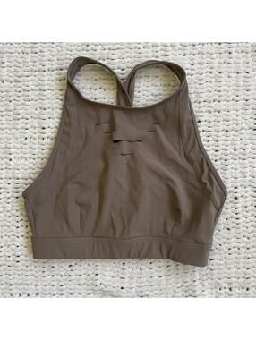 Alo Women's Tan Ripped Warrior Sports Bra - Size Small